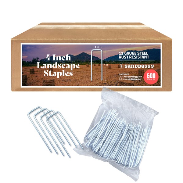 Sandbaggy 4 Inch Landscape Sod Staples | Great for Hard