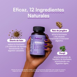 Zesty Nutrition Debloat - Suplemento Digestivo 100% Natural de 12 Ingredientes para Alivio de Inflamación y Gases, Hecho en México - 30 Cápsulas