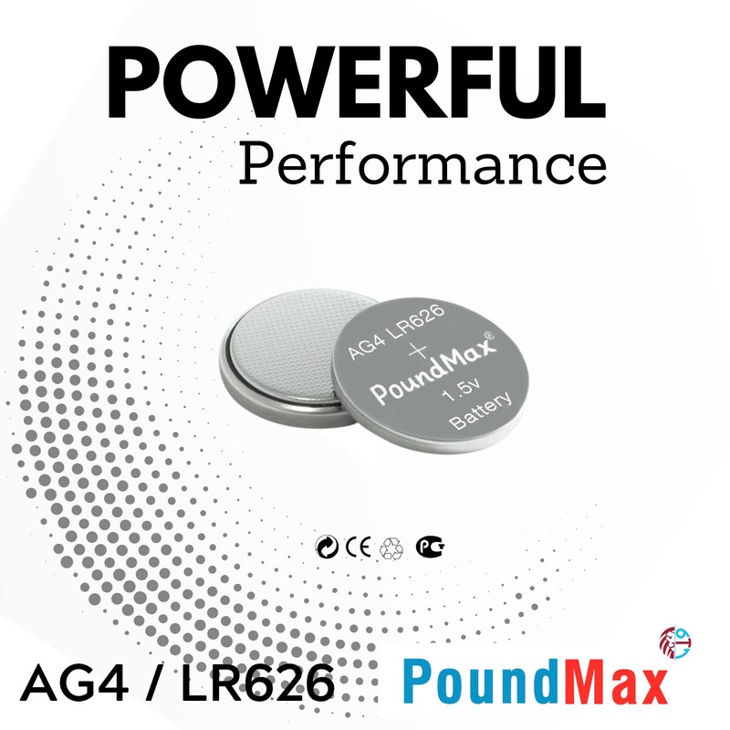 PoundMax AG4 LR626 Batteries 1.5v Alkaline Button Cell Battery -
