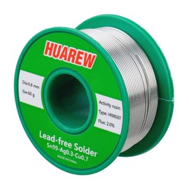 HUAREW HR990307 Sn 99-Ag 0.3-Cu 0.7 Lead-Free Solder Wire with Rosin core (0.8mm, 60g)