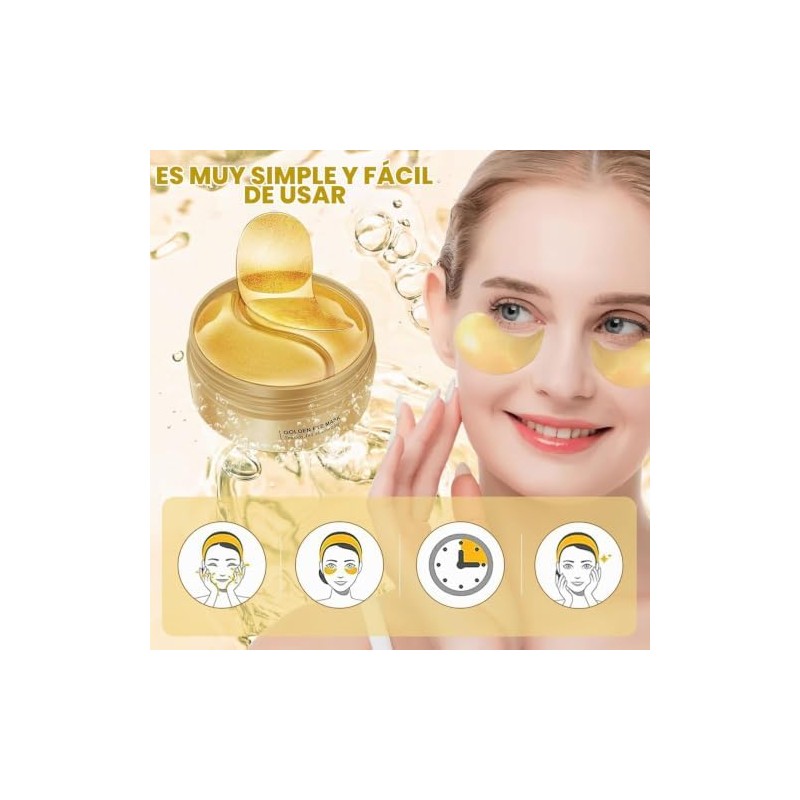 Parches de Ojos con Péptidos de Colágeno 24K, Mascarilla Nutritiva
