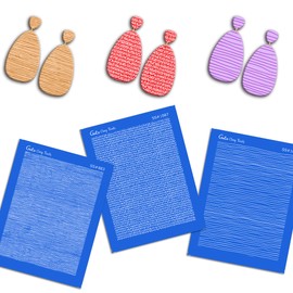 GOTO CLAY TOOLS Weavy Stripes Silk Screen Stencils for Polymer Clay, 3 PCS Stripes Pattern Silkscreen for Polymer Clay Earring Making, Reusable Silk Screen Stencils for Polymer Clay SSCMB-39