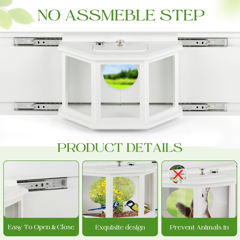 Window Bird Feeder Inside House Bird Feeder Window 180°for Viewing