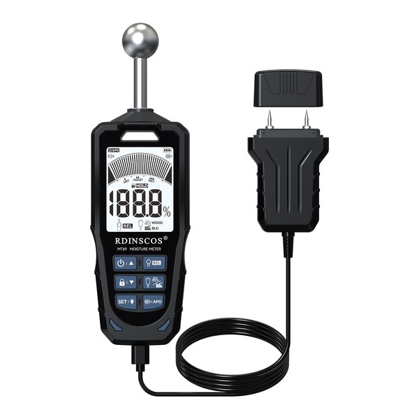 RDINSCOS Moisture Meter, Wall Moisture Meter, 2-in-1 Pen & Pinless