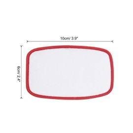 MECCANIXITY 30pcs Sublimation Patch Blank, 10x6cm/3.94x2.36 inch Fabric Iron-on Blank Heat Transfer Repair Patch for DIY Crafts Caps Clothes, White with red Border