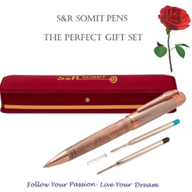 S&R Somit Fancy Pen with Gift Box - Luxury Pen for Women – Valuable Business, Office, Executive Gift for Family & Friends – Special Engraving & Led Decorative Box (GOLDEN ROSE)