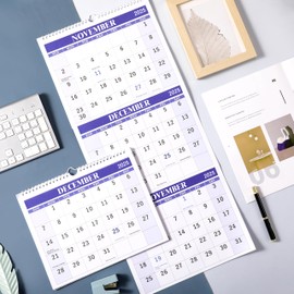 2025 Wall Calendar - 3 Month Wall Calendar Display (Folded in a Month), Jan. 2025 - Dec. 2025, 11" x 26", 3 Month Vertical Calendar - Purple
