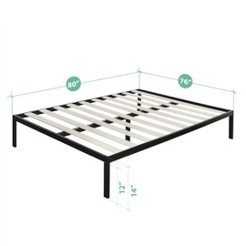 Zinus Mia Modern Studio 14 Inch Platform 1500 Metal Bed Frame / Mattress Foundation / No Box Spring Needed / Wooden Slat Support / Good Design Award Winner / Black, King