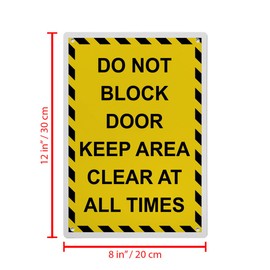 Do Not Block Door Keep Area Clear Sign, 8.5 x 11 in" OSHA Compliant Exit Do Not Block Sign, Weatherproof Plastic, UV resistant & Easy-to-Read Signage