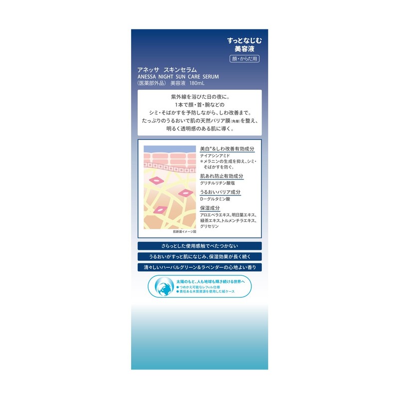 Anessa Night Sun Care Serum, Herbal Green & Lavender Scent,