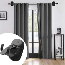6 PCS No Drill Curtain Rod Brackets, No Drill Curtain Rod Hooks, Self-Adhesive Curtain Rod Hooks, Curtain Rod Hooks for Bathroom Bedroom Kitchen (Black)
