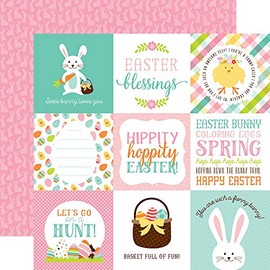 Hello Easter - 4x4 Journaling Cards - 12x12 Scrapbook Paper - 5 Sheets