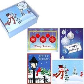Expo_Plus 32 Boxed Christmas Cards: Assortment of Festive Designs, with Envelopes in Attractive Box (4 Designs)