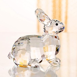 Crystal Bunny Rabbit Animal Collectable Figurine Cute Figurine Birthday Gifts Home Decor (White)