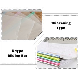 File Folder Clear Sliding Bar Report Covers with U-Type Sliding Bar (40 Sheet Capacity), Office School Supplies Transparent Resume Presentation File Folders Organizer Binder for A4 Size Paper, 5 Color