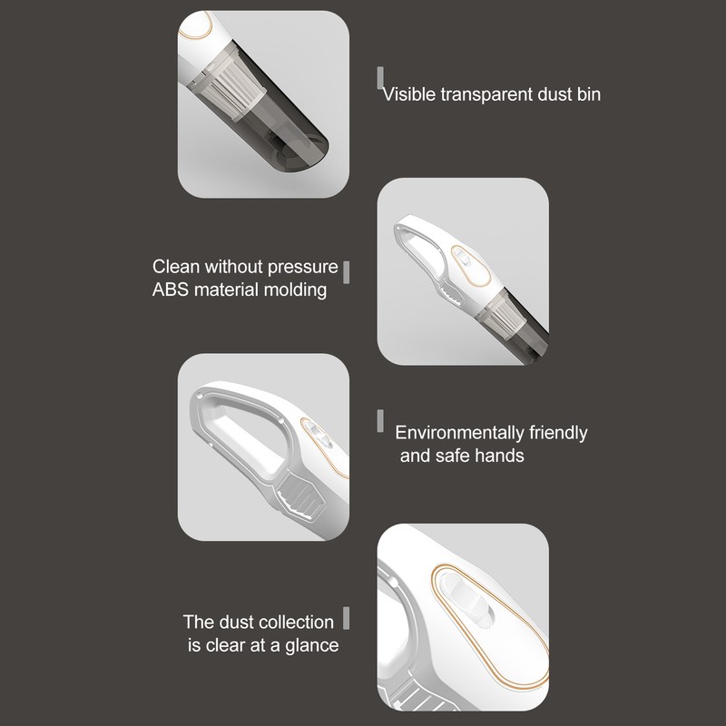 Hand Held Vacuum Cleaner 2000mAh USB Interface White Powerful Cordless