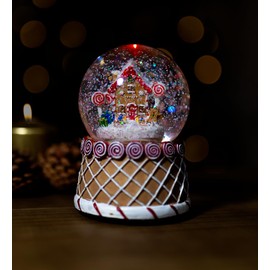 Marco Paul Snow Globe Christmas Musical Gingerbread House Novelty Window Decoration Centrepiece Christmas Ornaments Music Box Christmas Scene Light Box Light Up Globe Stocking Filler