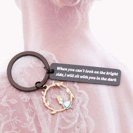 SEIRAA Gift Friendship Keychain When you Can't Look on the Bright Side I Will Sit With You in The Dark Alice Gift (Alice keychain) (Black Alice keychain)