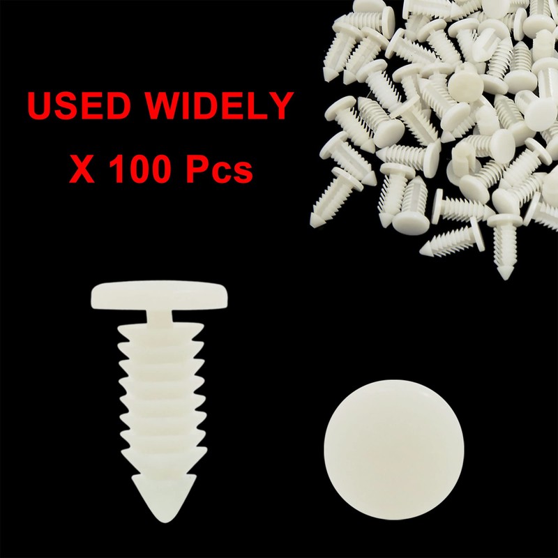 sourcingmap 100 Pcs Plastic Door Fender Push Rivets Fastener 8mm
