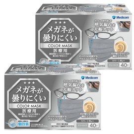 MEDICOM JAPAN Non-Woven Fabric Mask, Anti-Fog Mask, Free Size, 40 Pieces, Gray, 2-Pack