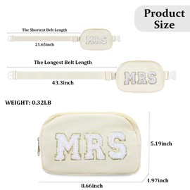 Lamyba Bachelorette Gifts for Bride Fanny Pack, Bride to be Gifts for Bridal Shower Party Wedding day, Mrs Bag for Bride with Adjustable Strap, Waterproof Crossbody Waist Bag, Beige