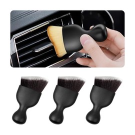 Adunsiaoto Pack of 3 Car Interior Cleaning Tools, Car Interior Cleaning Soft Brush, Car Detailing Brush, for Cars, Interior, Exterior Ventilation Slots (Brown/White)