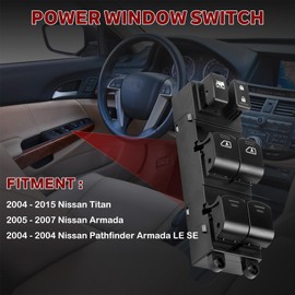 LCWRGS Master Power Window Switch Compatible with Nissan Titan 2004-2015, Nissan Armada 2005-2007, 25401-ZT10A, Front Left Driver Side Master Window Switch