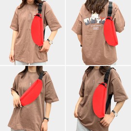 Fanny Packs for Women Men, Waterproof Crossbody Waist Pack, Belt Bag for Travel Walking Running Hiking Cycling, 1pack- Red, Medium