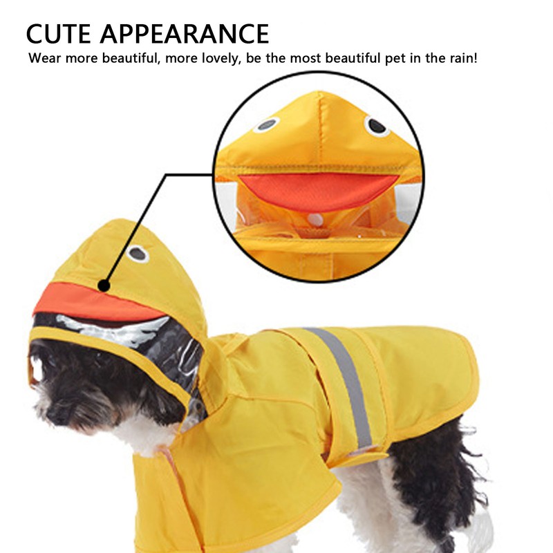 Dog Raincoat Waterproof Transparent PVC Brim Adjustable Hooded Dog Rain
