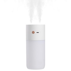 HODEMI Portable Small Humidifier - Cold Mist Humidifiers with Water Shortage Protection, Warm Night Light, Recharge Dual Nozzle Mini Humidifier for Bedroom, Plants, Office, and Car (White)