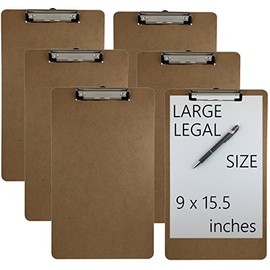 Trade Quest Legal Size Clipboard 9'' x 15.5'' Low Profile Clip Hardboard Single (Pack of 6)