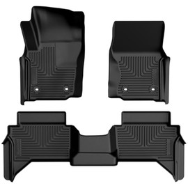 Husky Liners Weatherbeater Floor Mats | Fits 2024 Toyota Tacoma Double Cab with Manual Transmission | Front & 2nd Row, 3-pc Black - 94291