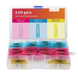 WQDD STANPET P Cable Connectors Waterproof - 110 Pieces Heat Shrink Butt Connectors & Crimp Connectors 10-26AWG for Car Boat Marine - Coloured Heat Shrink Tubing Kit (Red/Blue/Yellow)