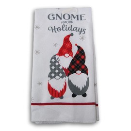 Christmas Holiday Kitchen Towel - Printed Microfiber 15 x 25 Inches (Gnome for The Holidays)