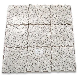 Stone Center Online Crema Marfil Spanish Marble River Rocks Pebble Mosaic Tile Tumbled Kitchen Backsplash Bathroom Floor Tile