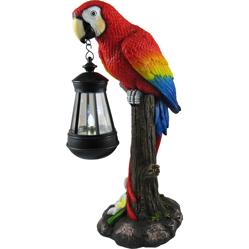 DWK 13.9" Tropical Glow Beautiful Parrot Colorful Island Macaw Solar