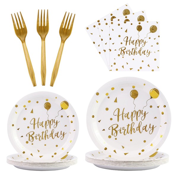 KFJBPB KFJBPB 96PCS Happy Birthday Plates and Napkins Party Supplies,