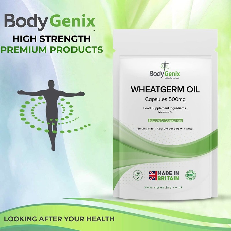 Bodygenix Wheatgerm Oil Capsules - 500mg Antioxidant Formula Heart Skin