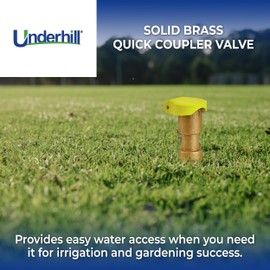 Underhill Quick Coupler Valve, Single Slot 1-Inch FPT Inlet, Sprinkler Garden Irrigation System, Solid Brass, High Visibility Rubber Cover, QV-100R