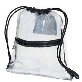 VAVAER Clear Drawstring Bag Gym Tote Bag for Stadium Yoga Gym Travel Beach Man Momen (Clear)