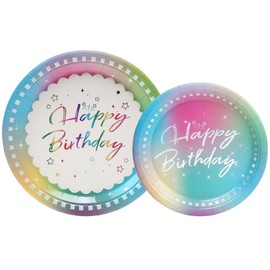 PARTY GO Partygeschirr 50 Stück, Pappteller Kindergeburtstag Bunte, Partygeschirr Set Mit 23cm Pappteller, 18cm Dessertteller, Pappgeschirr für 25 Gäste, Geburtstagsfeiern