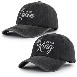 King and Queen Hats for Couples, 2024 Mr and Mrs Gifts, Adjustable Cotton Matching Couple Bride Groom Baseball Cap, Birthday Honeymoon Wedding Gifts for Newlyweds Wife Husband Boyfriend Girlfriend