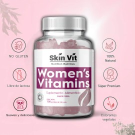 Gomitas Multivitaminico Mujer Vitaminas Colágeno Biotina 100 Sabor Fresa Womens Vitamins Skin Vit Nutrition Company