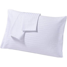 Toddler Travel Pillow Cases Pack of 2, 100% Egyptian Cotton 600 Thread Count with Zipper Closure Small Pillowcase Cover Toddler 13" Wx18 L, White Striped