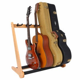 Nefelibata Multi-Purpose Guitar Stand 5 Stands Wooden Guitar Stand Floor Stand for Guitars and Cases, Electric Guitars, Acoustic Guitars, Bass Guitars, Cellos - German Ash-Log