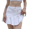 Dqbeng Women's A-Line Denim Mini Skirt Y2K Ruffle Flared Pleated