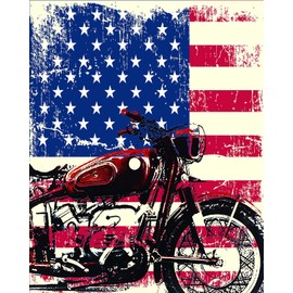 DEESAYG Diamond Art Painting American Flag and Motorcycle Kit for a Adults Full Drill Paint with Diamond Art DIY Scenery Painting by Number Kits Art Wall Home Decor-16x20inch(40x50cm)