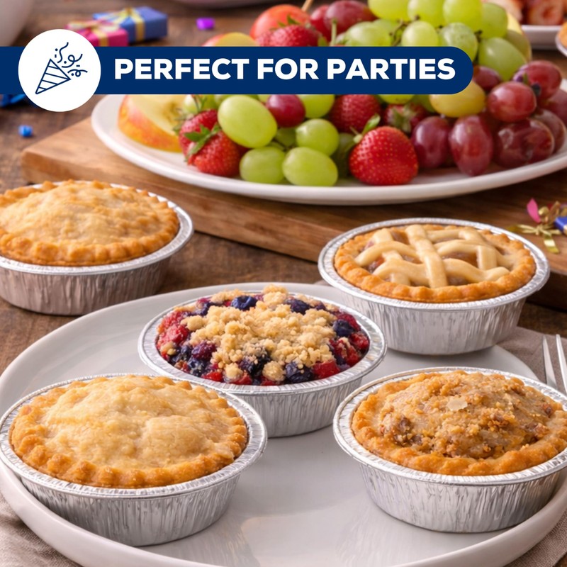 ebake Aluminium Round Foil Dishes 12cm (60 Pack) - Disposable