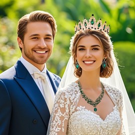 Aimilcall Tiaras Crown And Jewelry Sets for women,Tiaras Earrings and Necklace for Wedding, Birthday,Rhinestone Crystal Bridal Jewelry Sets for Costume Birthday Party Prom(A1), Medium, Metal, Crystal