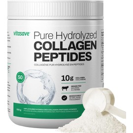 Vitasave Collagen Peptides Powder – 10g Hydrolyzed Collagen per Serving – Unflavored, Grass-Fed, Keto Friendly – Skin, Hair, Nails & Joint Support – 500g